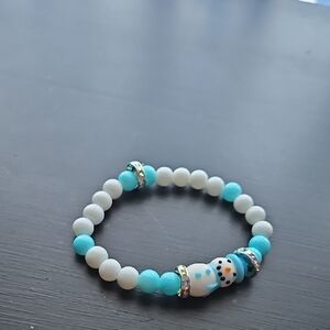 Elegant Blue and White Beaded Bracelet